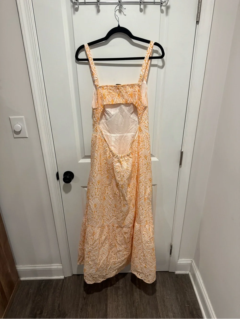 LOFT Yellow Patterned Maxi Dress with Smocked Bodice - Picture 2 of 3